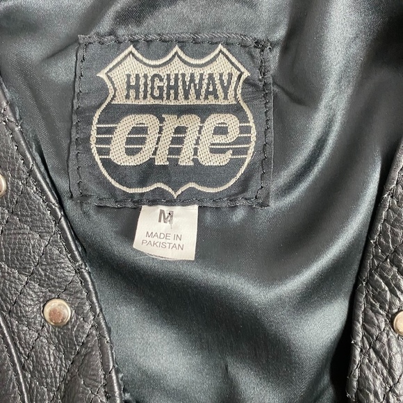 Highway One Black Studded Leather Zip Motorcycle Vest SZ M - Picture 5 of 11
